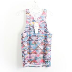 NWT Adidas basketball tank top muscle tee abstract print pink gym running sport